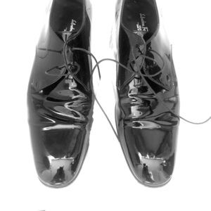 Ferragamo Men’s Black Glossy Patent Leather Shoes